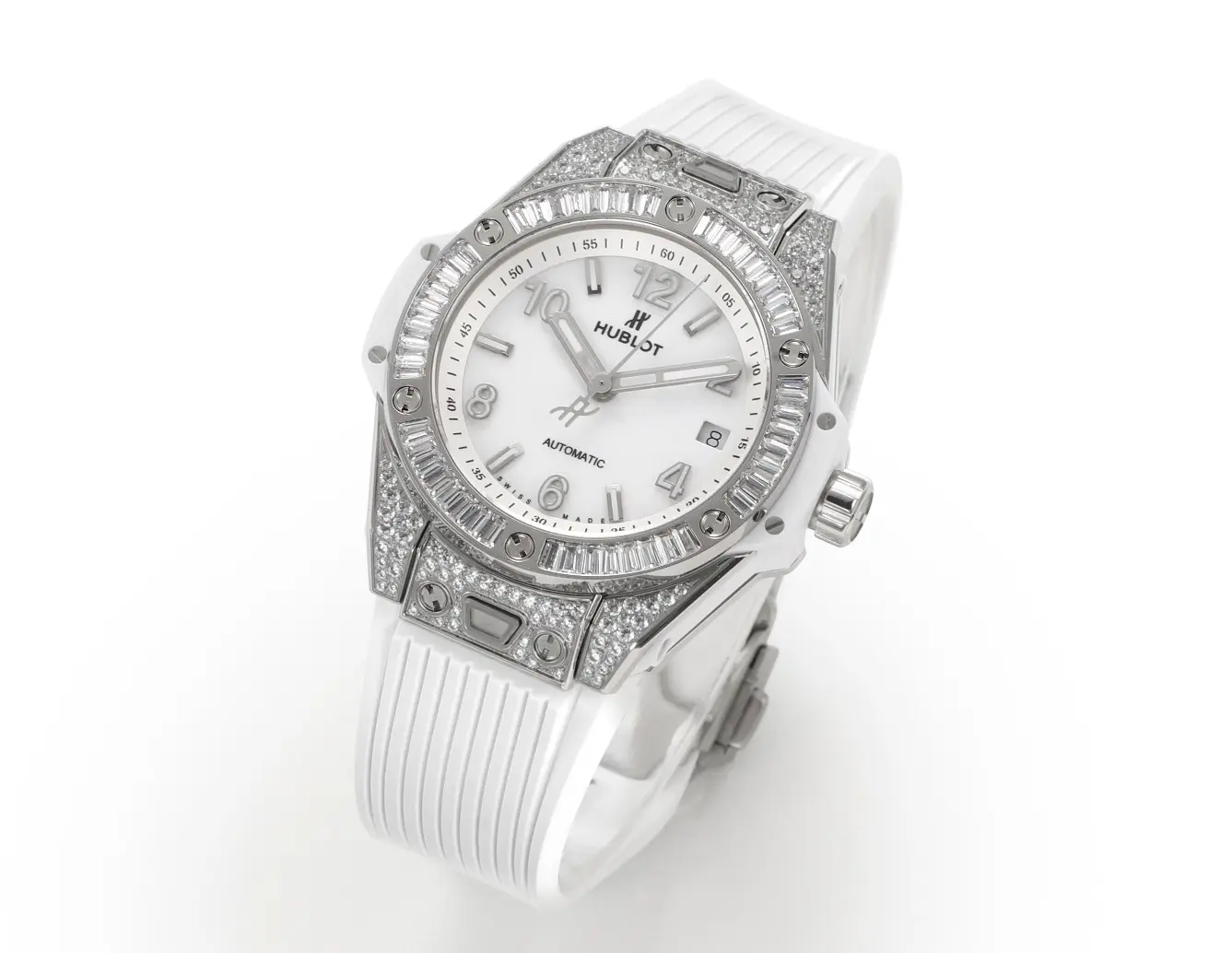 TMF Factory Hublot Big Bang One-Click 39mm Stainless Steel White Pave Watch – Automatic, White Strap, Super Clone Quality Practical 898