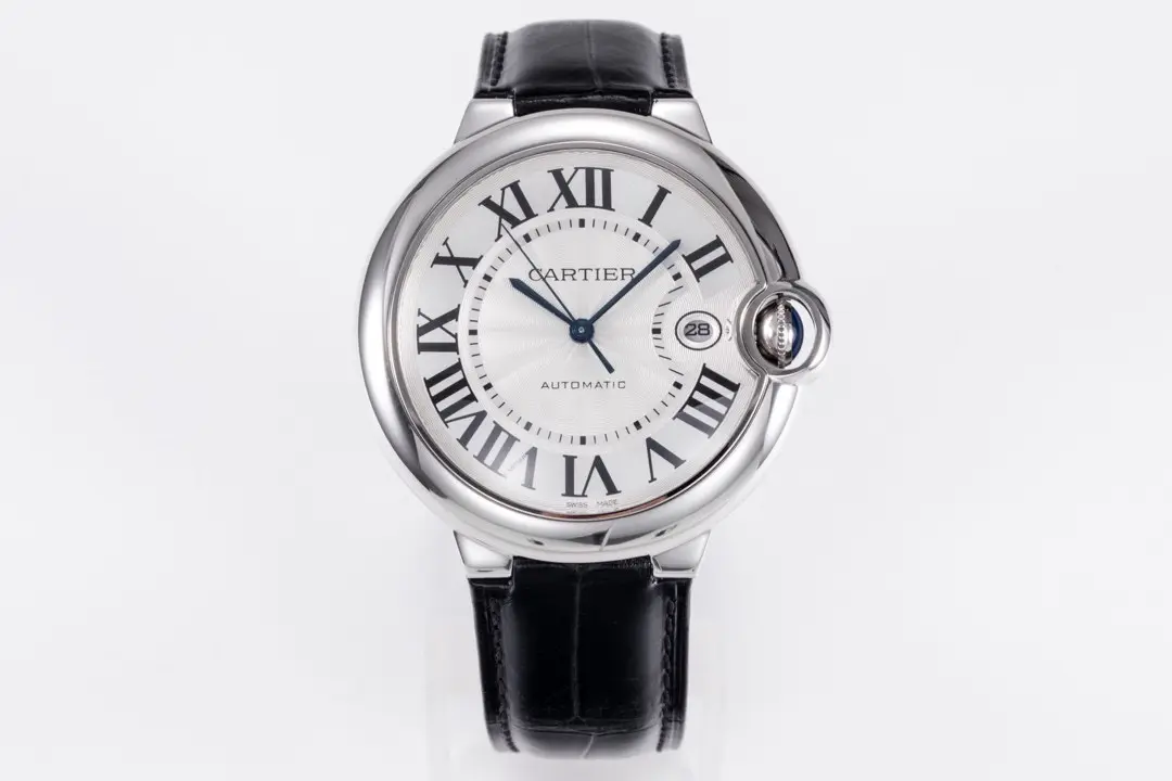 3K Factory Cartier Ballon Bleu 42mm Silver Black Leather – Best Replica Watches Minimalist 5205