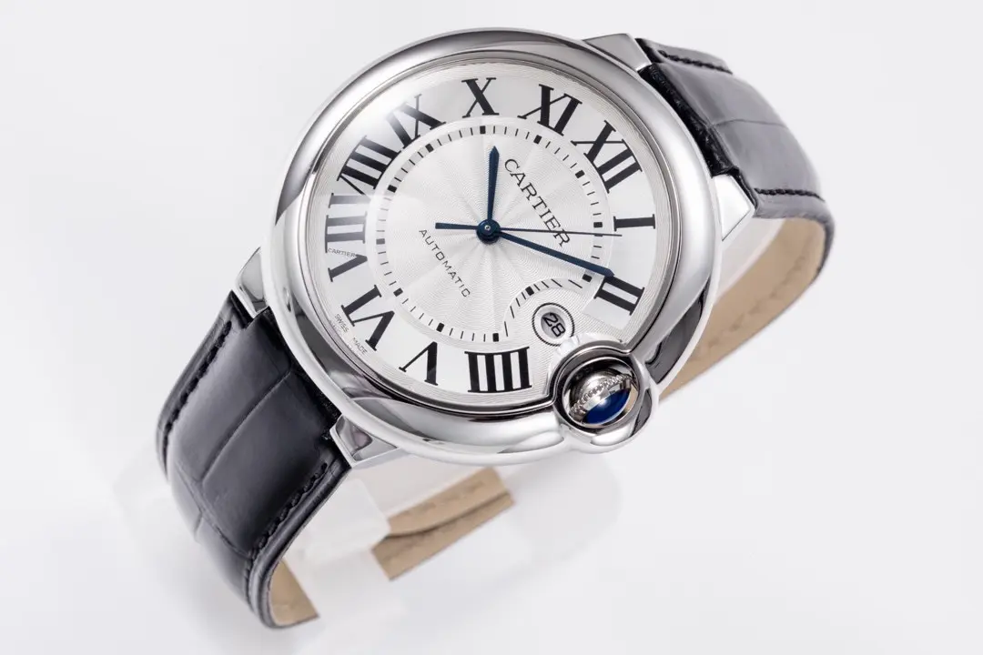 3K Factory Cartier Ballon Bleu 42mm Silver Black Leather – Best Replica Watches Minimalist 5205