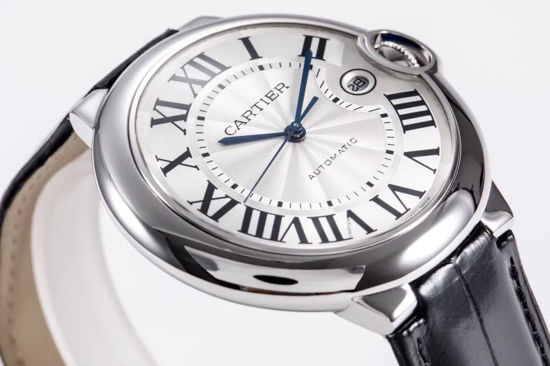 3K Factory Cartier Ballon Bleu 42mm Silver Black Leather – Best Replica Watches Minimalist 5205