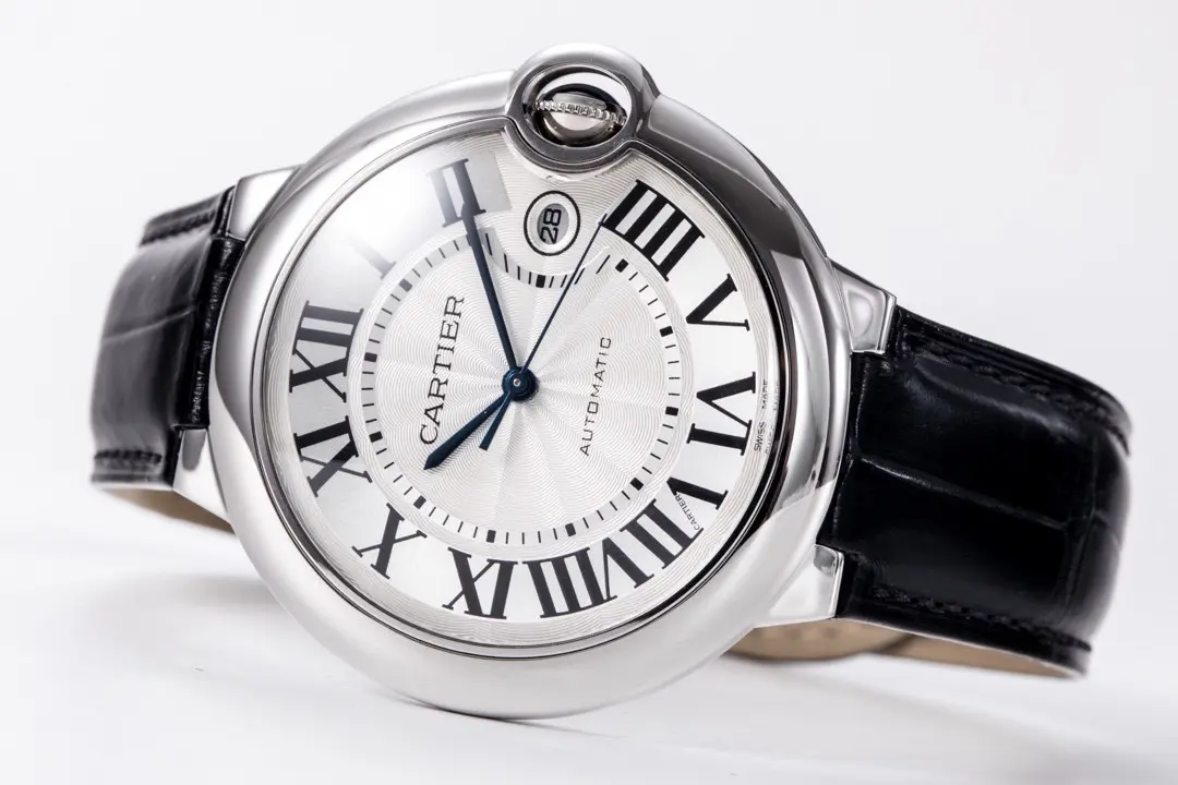 3K Factory Cartier Ballon Bleu 42mm Silver Black Leather – Best Replica Watches Minimalist 5205