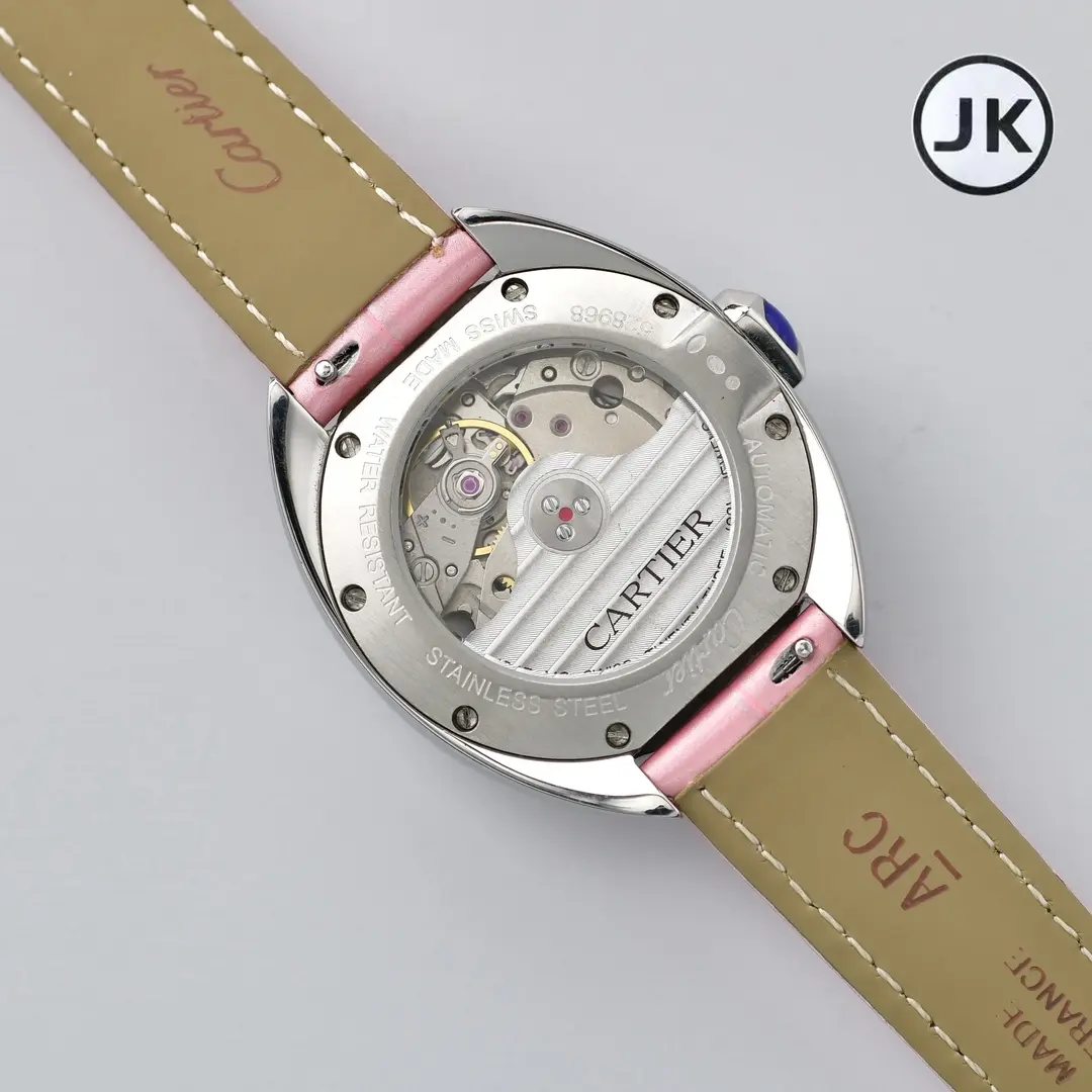 3K Factory Cartier Cle de Cartier Automatic Pink Leather – Best Replica Watches Effortless 2856