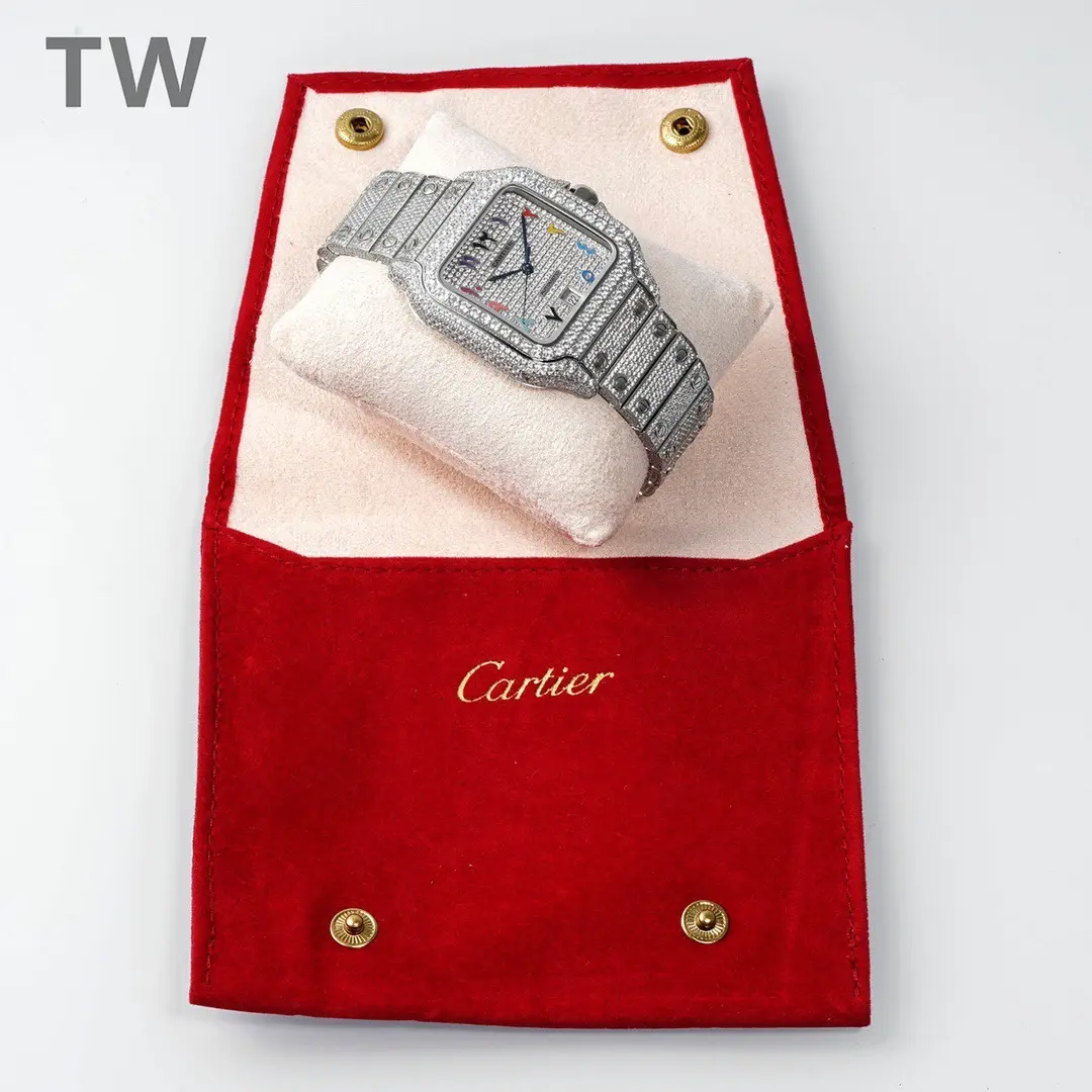 3K Factory Cartier Santos Full Diamond Bezel Silver Watch – Top Replica Watch DailyWear 2780