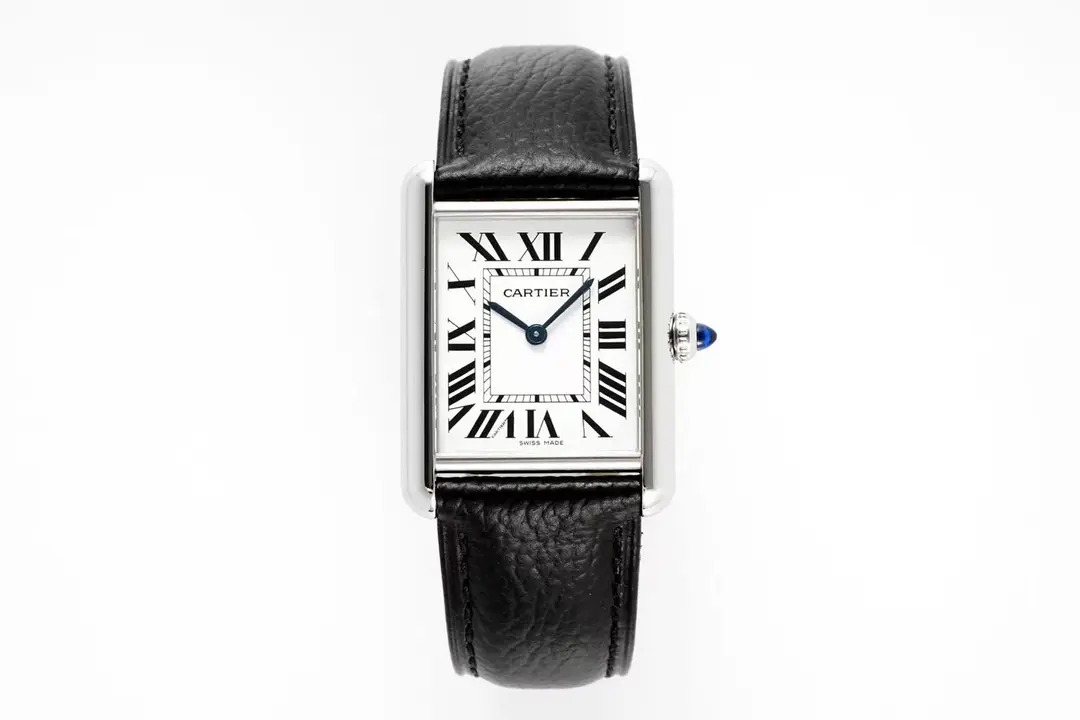 Breathable 3K Factory Cartier Tank Must Watch Black Leather Strap – Best Replica Watch 2755