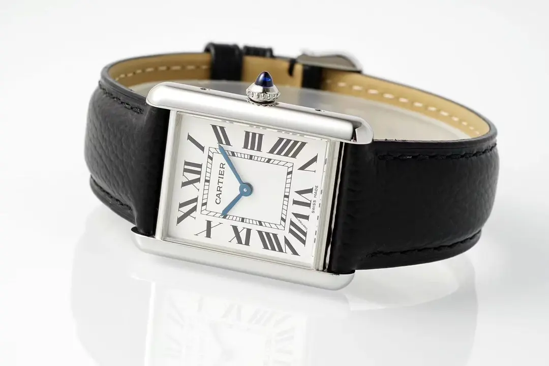 Breathable 3K Factory Cartier Tank Must Watch Black Leather Strap – Best Replica Watch 2755