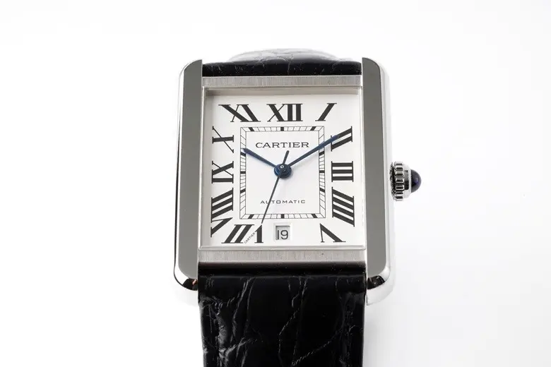 NewStyle 3K Factory Cartier Tank W5200028 Silver Dial Black Leather – Best Replica Watch 2757