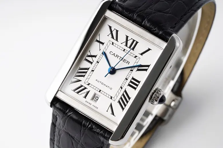 NewStyle 3K Factory Cartier Tank W5200028 Silver Dial Black Leather – Best Replica Watch 2757