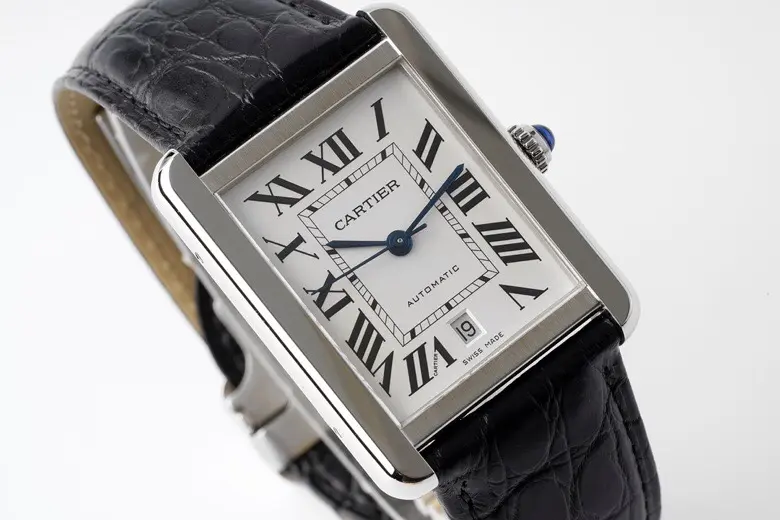 NewStyle 3K Factory Cartier Tank W5200028 Silver Dial Black Leather – Best Replica Watch 2757