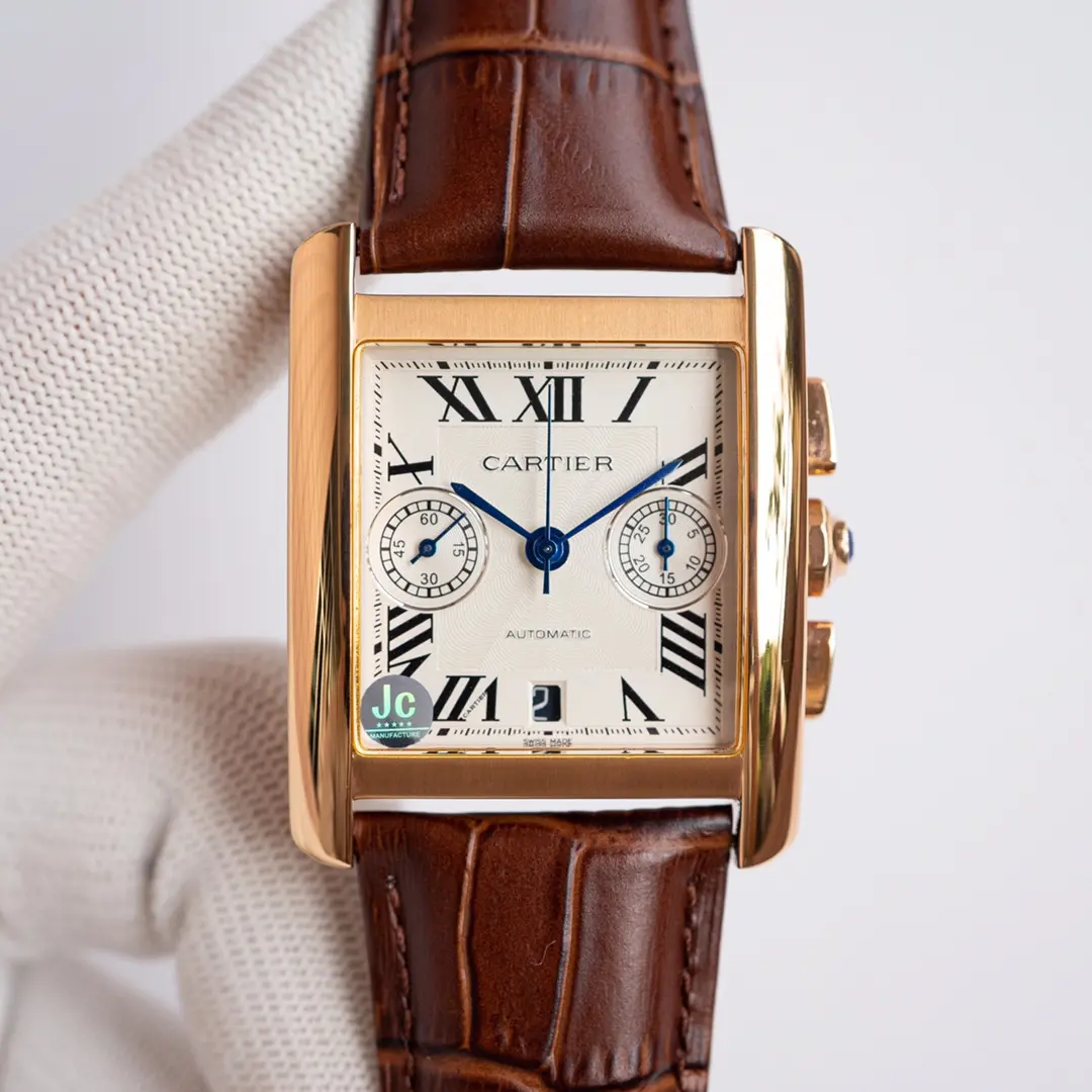 3K Factory Cartier Tank W5330007 Brown Leather Top Replica Watch Functional 2754