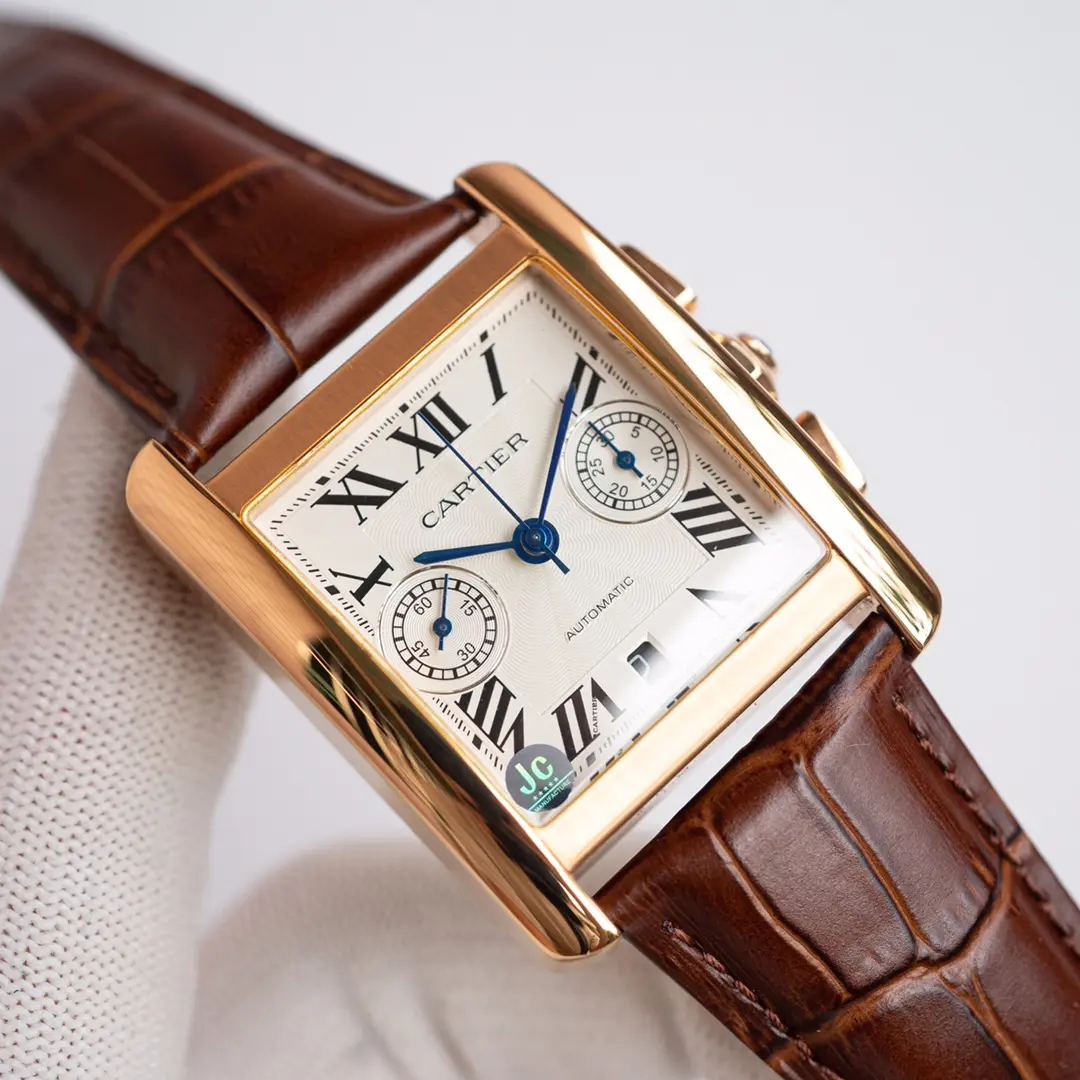 3K Factory Cartier Tank W5330007 Brown Leather Top Replica Watch Functional 2754