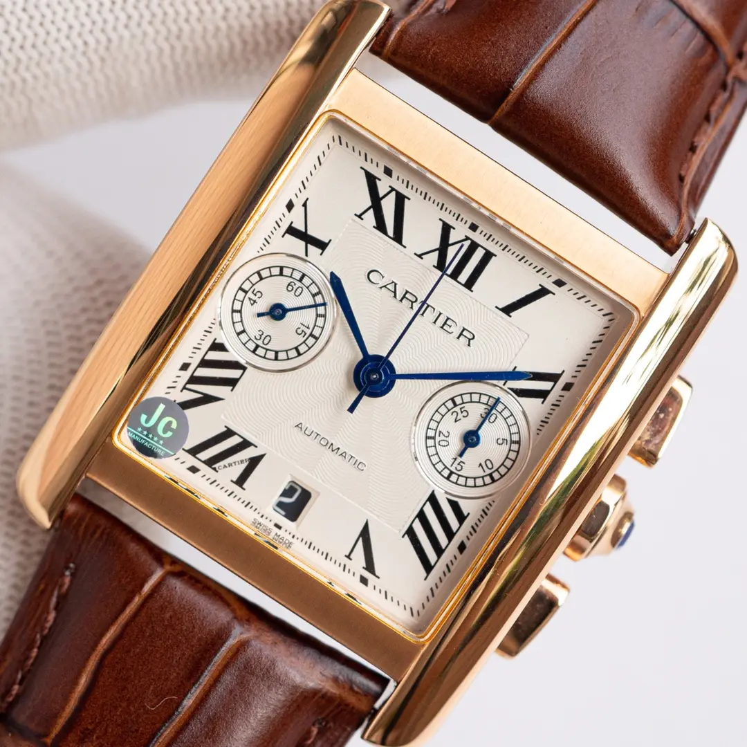3K Factory Cartier Tank W5330007 Brown Leather Top Replica Watch Functional 2754