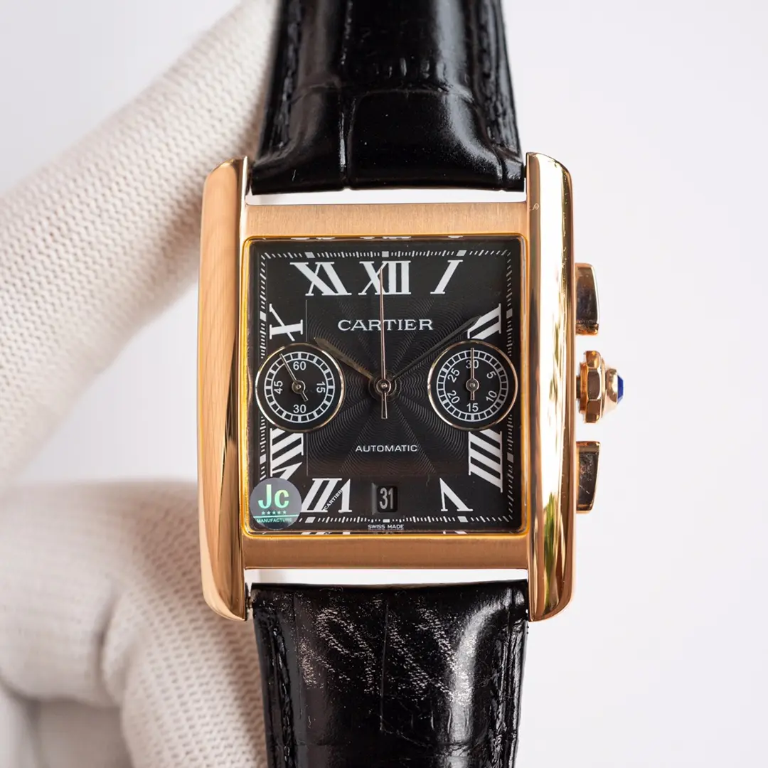 3K Factory Cartier Tank W5330007 Brown Leather Top Replica Watch Functional 2754