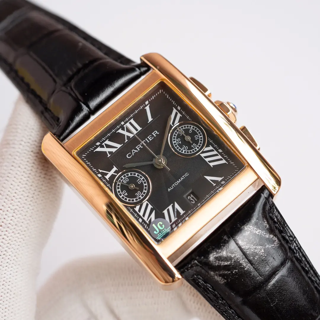3K Factory Cartier Tank W5330007 Brown Leather Top Replica Watch Functional 2754