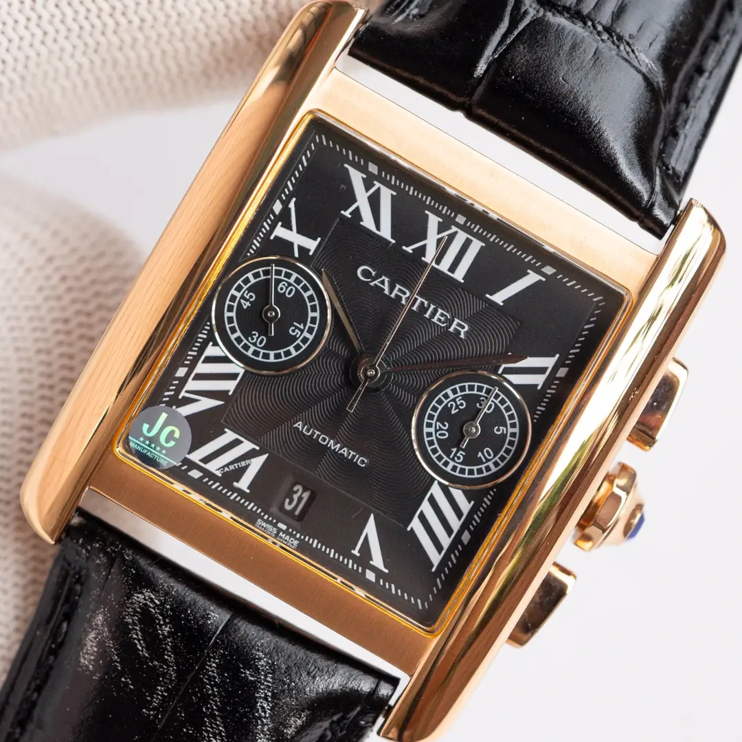 3K Factory Cartier Tank W5330007 Brown Leather Top Replica Watch Functional 2754