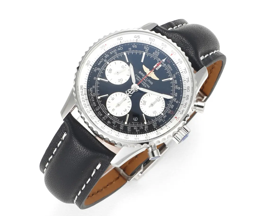 Cozy V7 Factory Breitling Navitimer 1 B01 Chronograph Black Leather – Super Clone Watch 7959