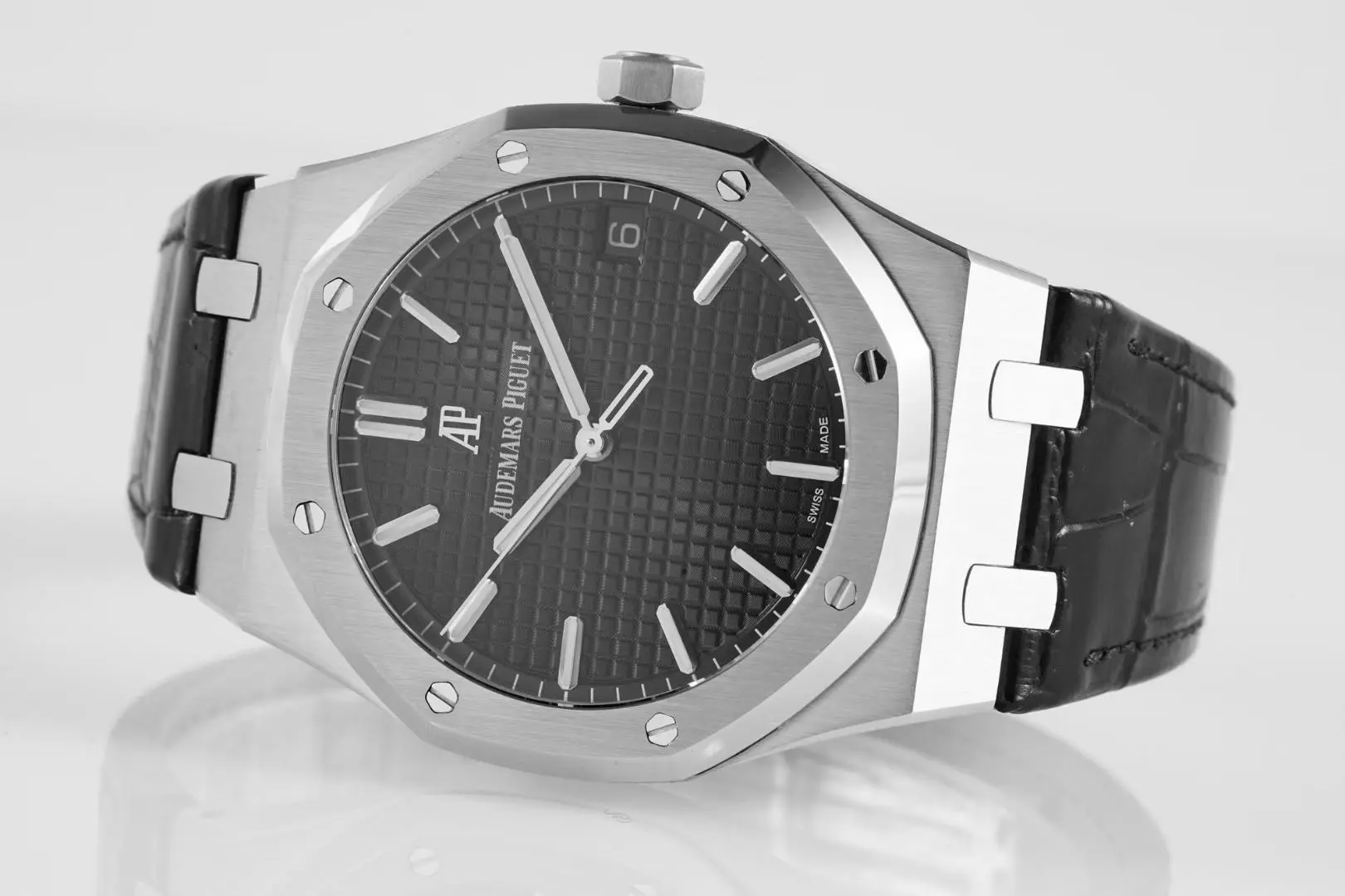 TechFriendly 8F Factory Audemars Piguet Royal Oak 15500 Black Leather Super Clone Watch 5309