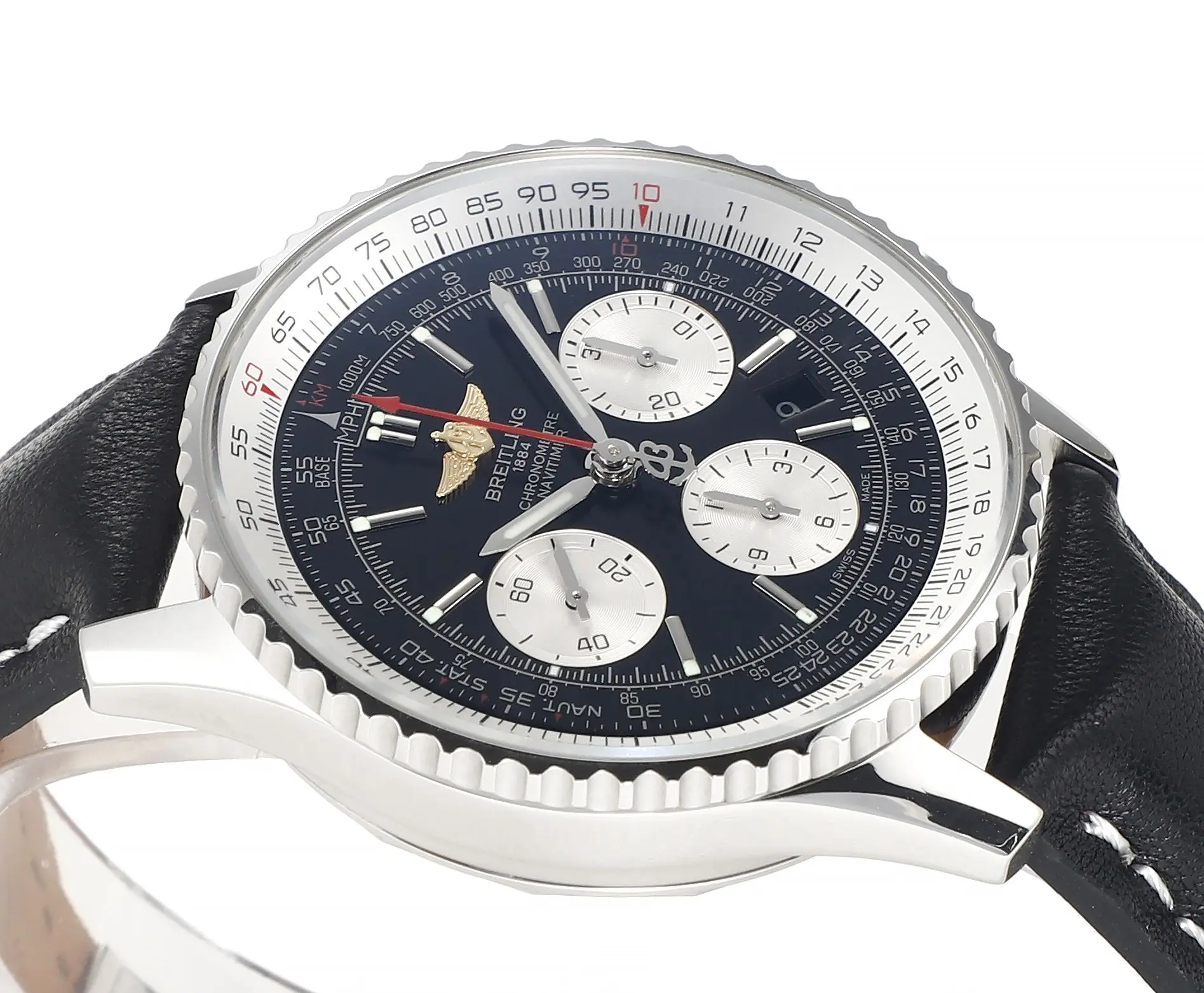 Neat V9 Factory Breitling Navitimer 1 B01 Chronograph Black Leather – Super Clone Watch 7992