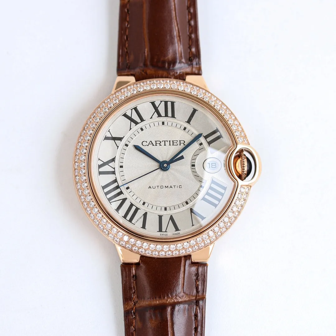 SmartChoice AF Factory CARTIER Ballon Bleu 40 Automatic Brown Leather 5381