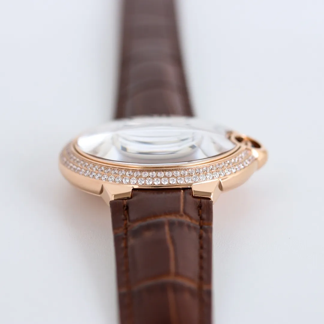 AF Factory CARTIER Ballon Bleu 40 Automatic Brown Leather Breathable 2712