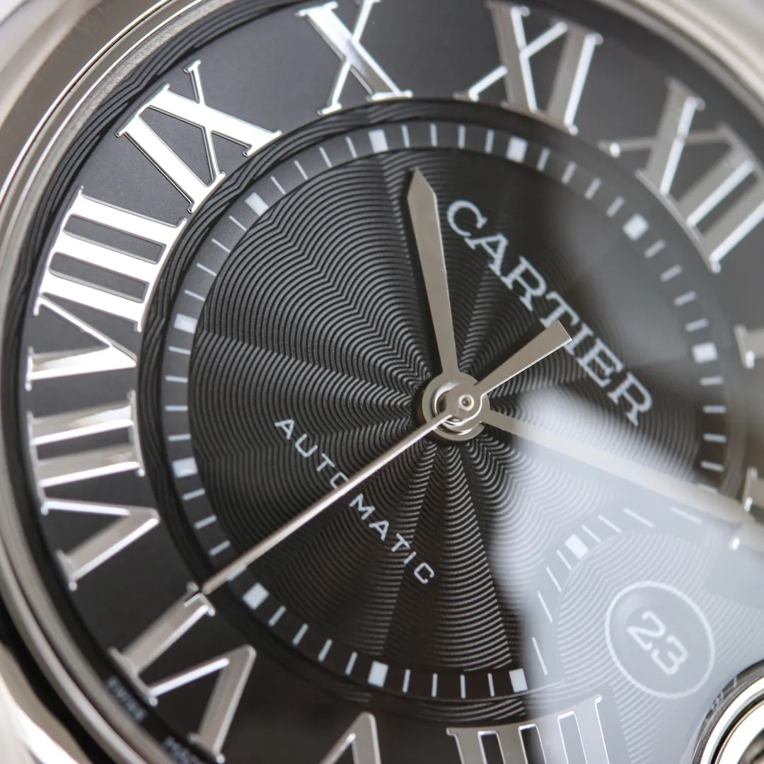 Minimalist AF Factory CARTIER Ballon Bleu 40mm Steel Watch Black 5379