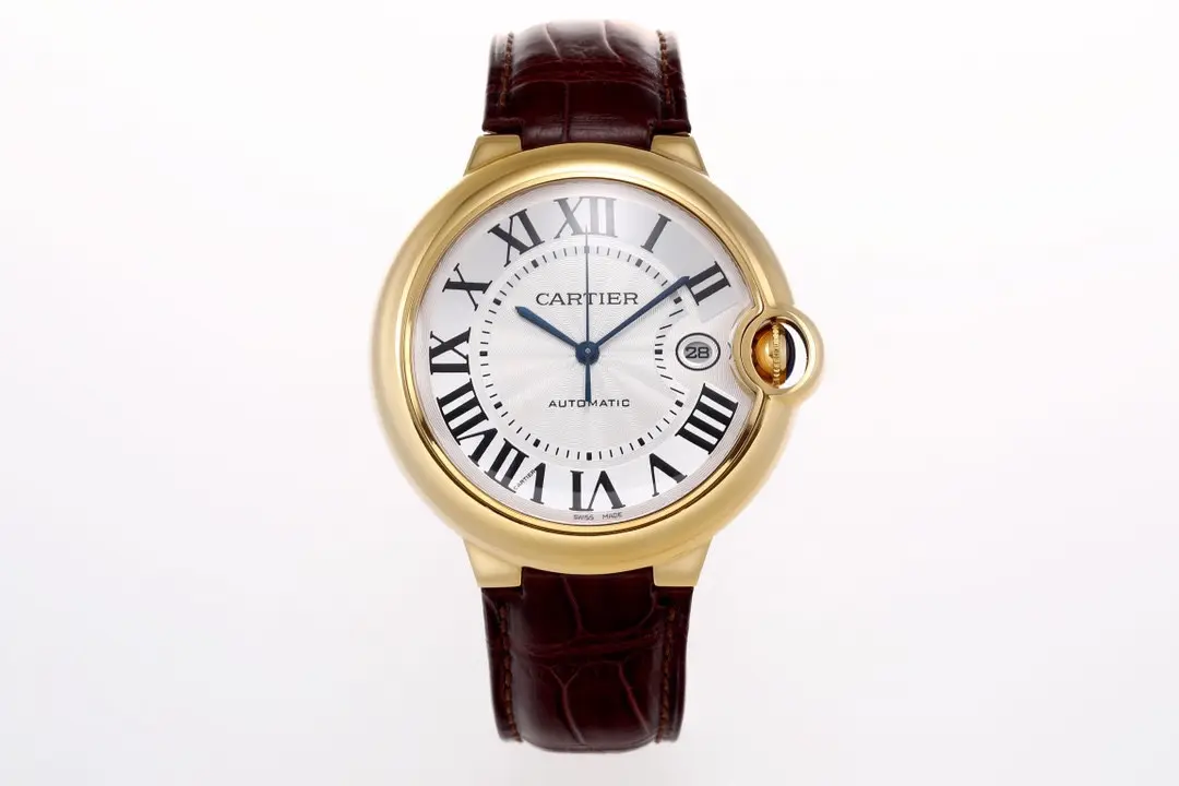 SmartChoice AF Factory CARTIER Ballon Bleu 42mm Gold Brown Leather 2685