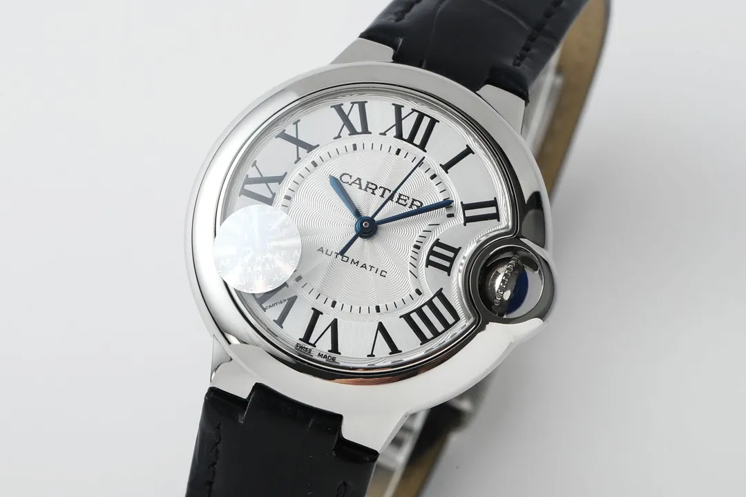 AF Factory Cartier Ballon Bleu 33mm Silver White Leather Compact 2704