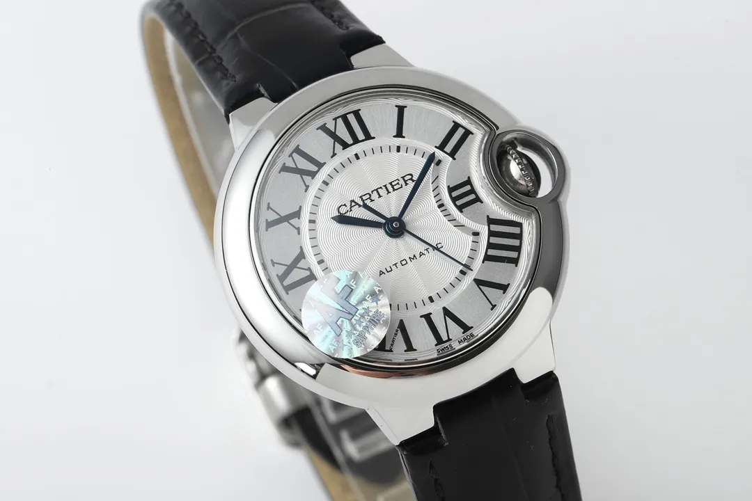 AF Factory Cartier Ballon Bleu 33mm Silver White Leather Compact 2704