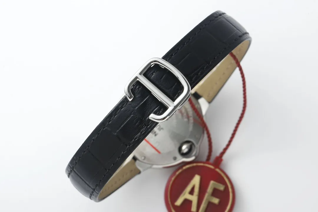 AF Factory Cartier Ballon Bleu 33mm Silver White Leather Compact 2704