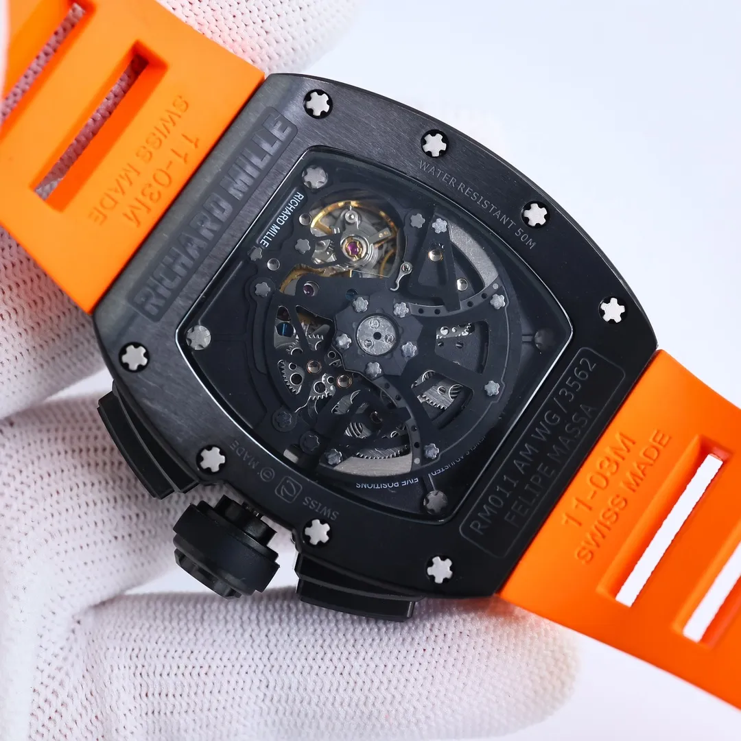 APS Factory Richard Mille RM011-FM Black Orange Super Clone Luxury Watch Durable 3646