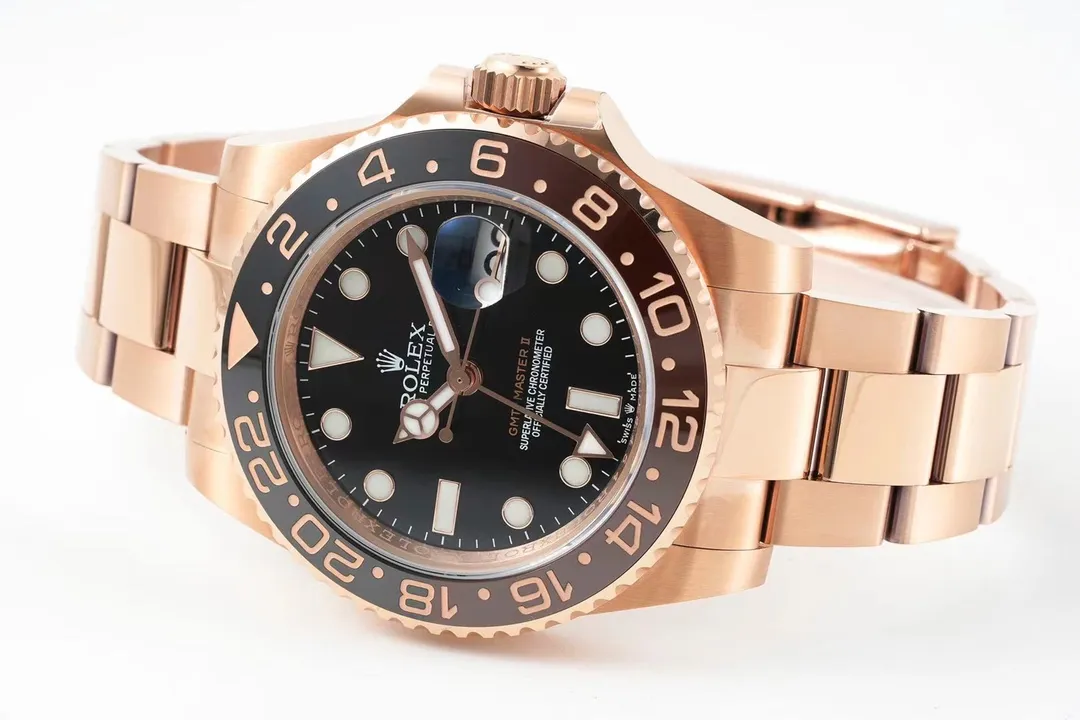 AR Factory Rolex GMT-Master II Everose Gold Black Dial Root Beer Bezel Watch QuickDry 365