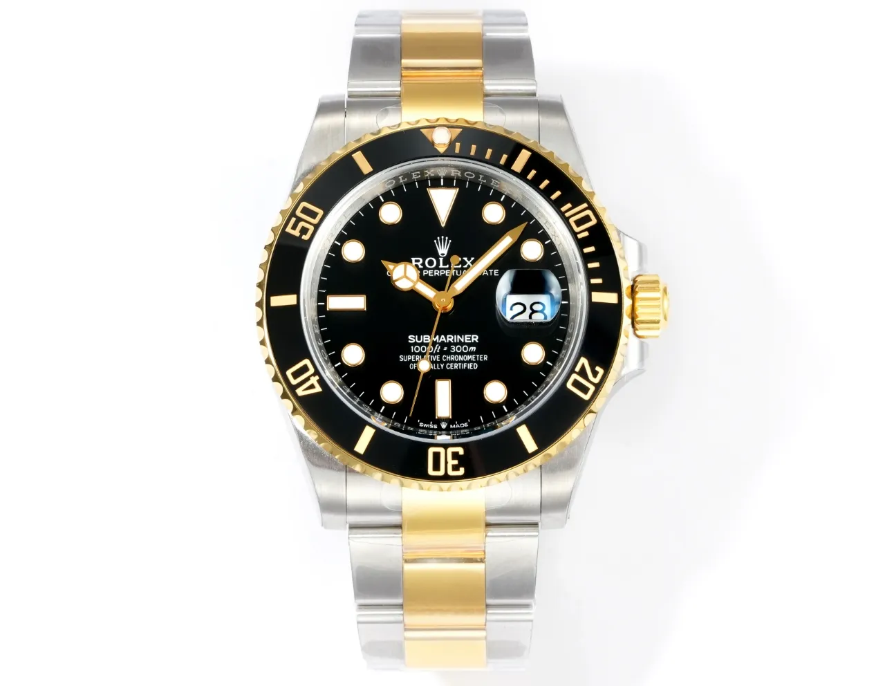Functional AR Factory Rolex Submariner Date Two-Tone Steel and Yellow Gold Black Watch 314