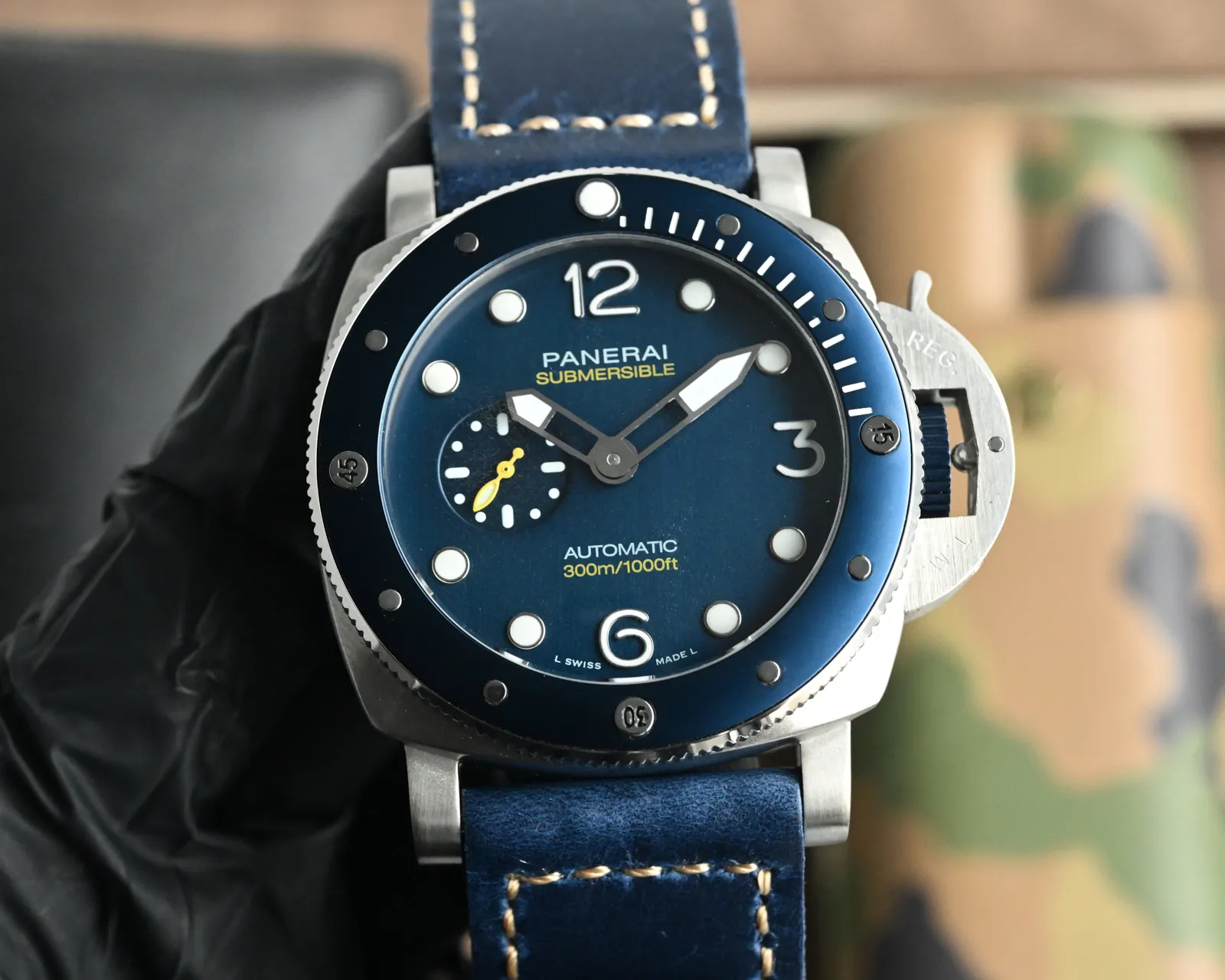 Breathable VS Factory Panerai Submersible Automatic Blue Dial Men’s Dive Watch with Blue Fabric Strap – 300m Water Resistant 777