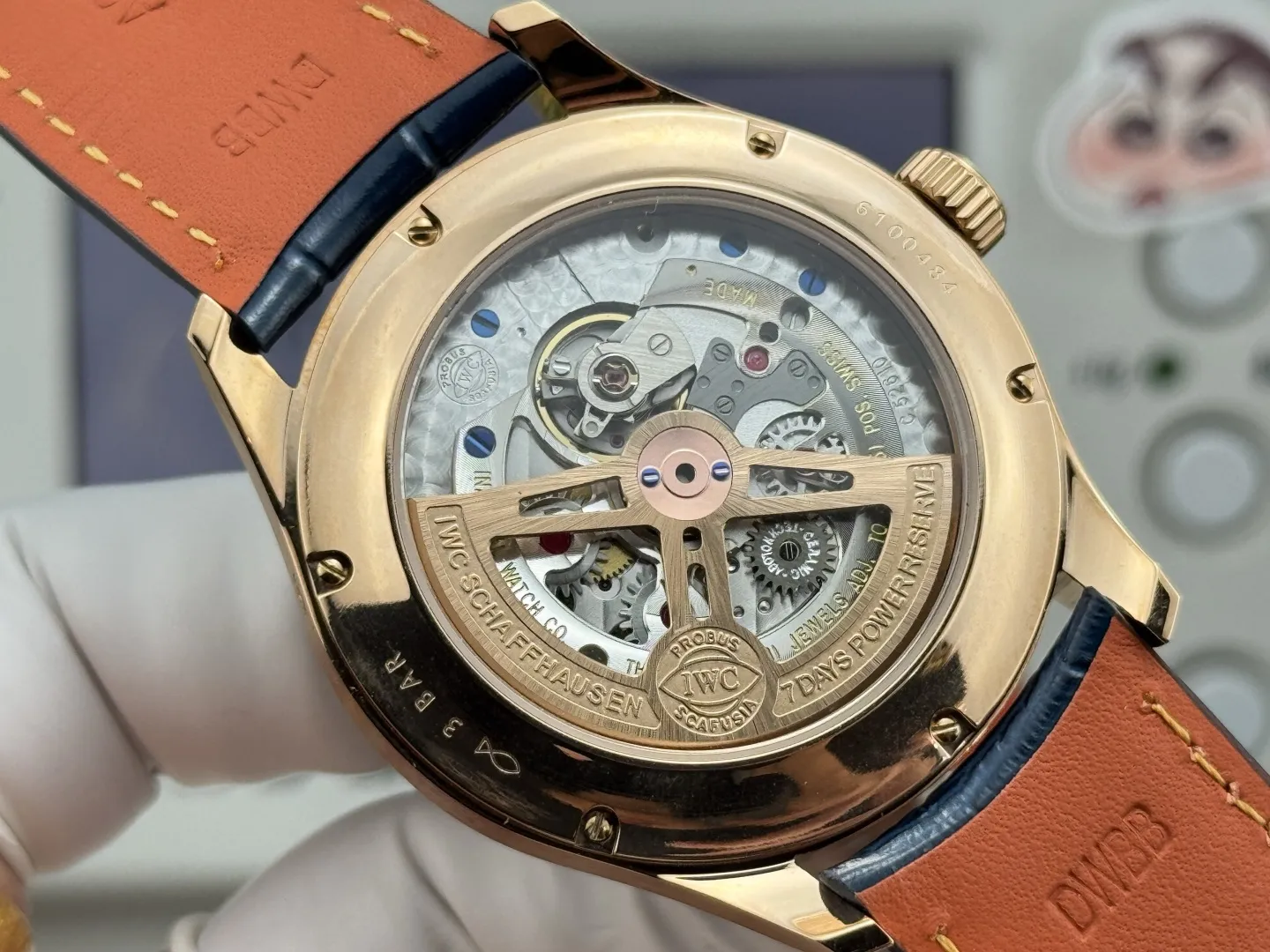 APS Factory IWC Portugieser Perpetual Calendar Automatic Men’s Watch – Navy Blue Dial, Moonphase, Blue Leather Strap, Rose Gold Case Compact 4301