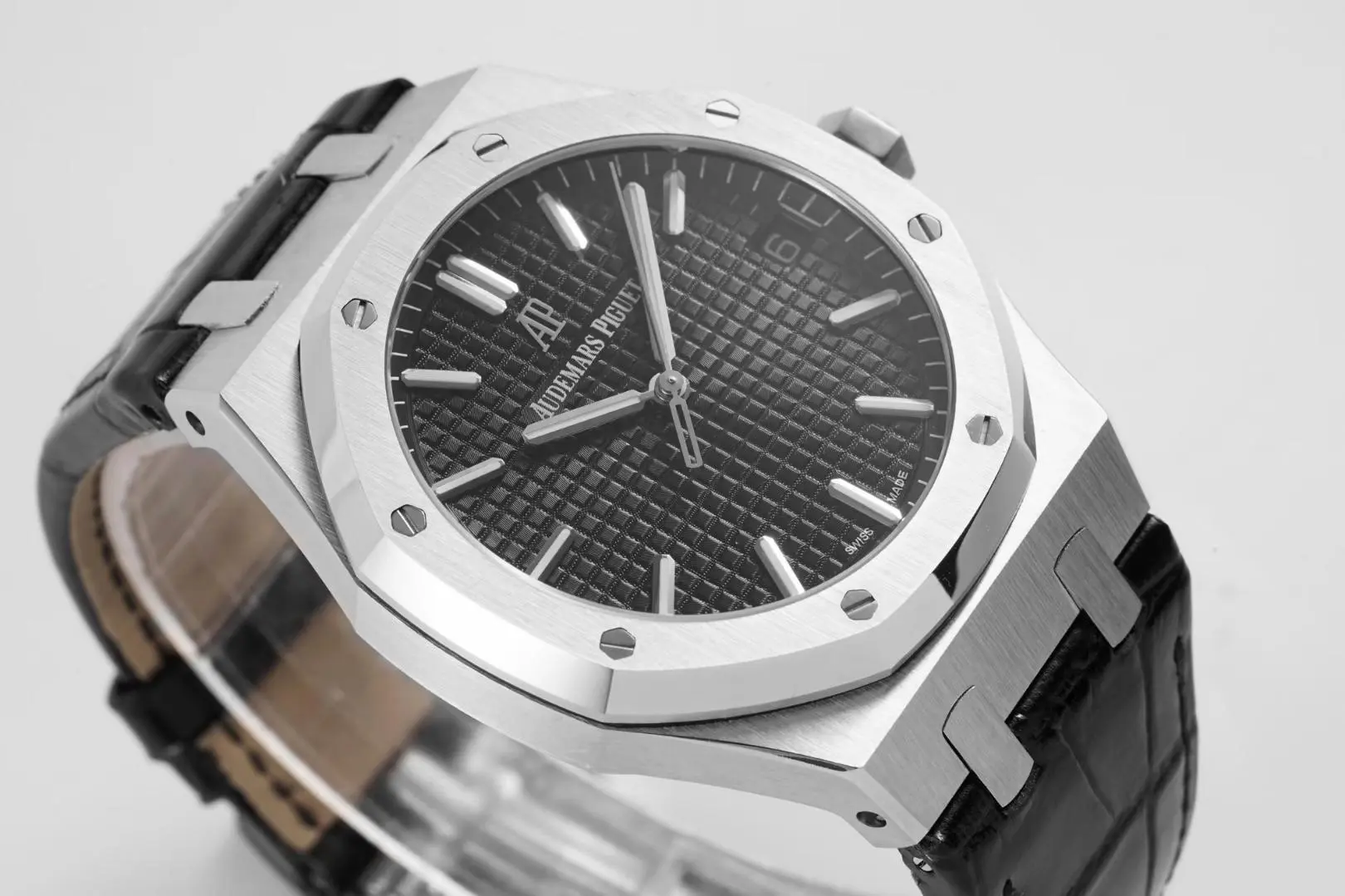 BF Factory Audemars Piguet Royal Oak 15500 Black Leather Super Clone Watch FastDry 4771