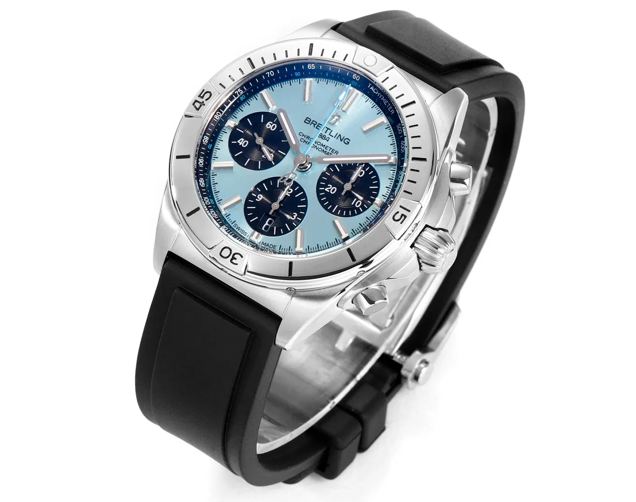 Supportive BLS Factory Breitling Chronomat Automatic Chronograph Ice Blue Dial Watch 2669