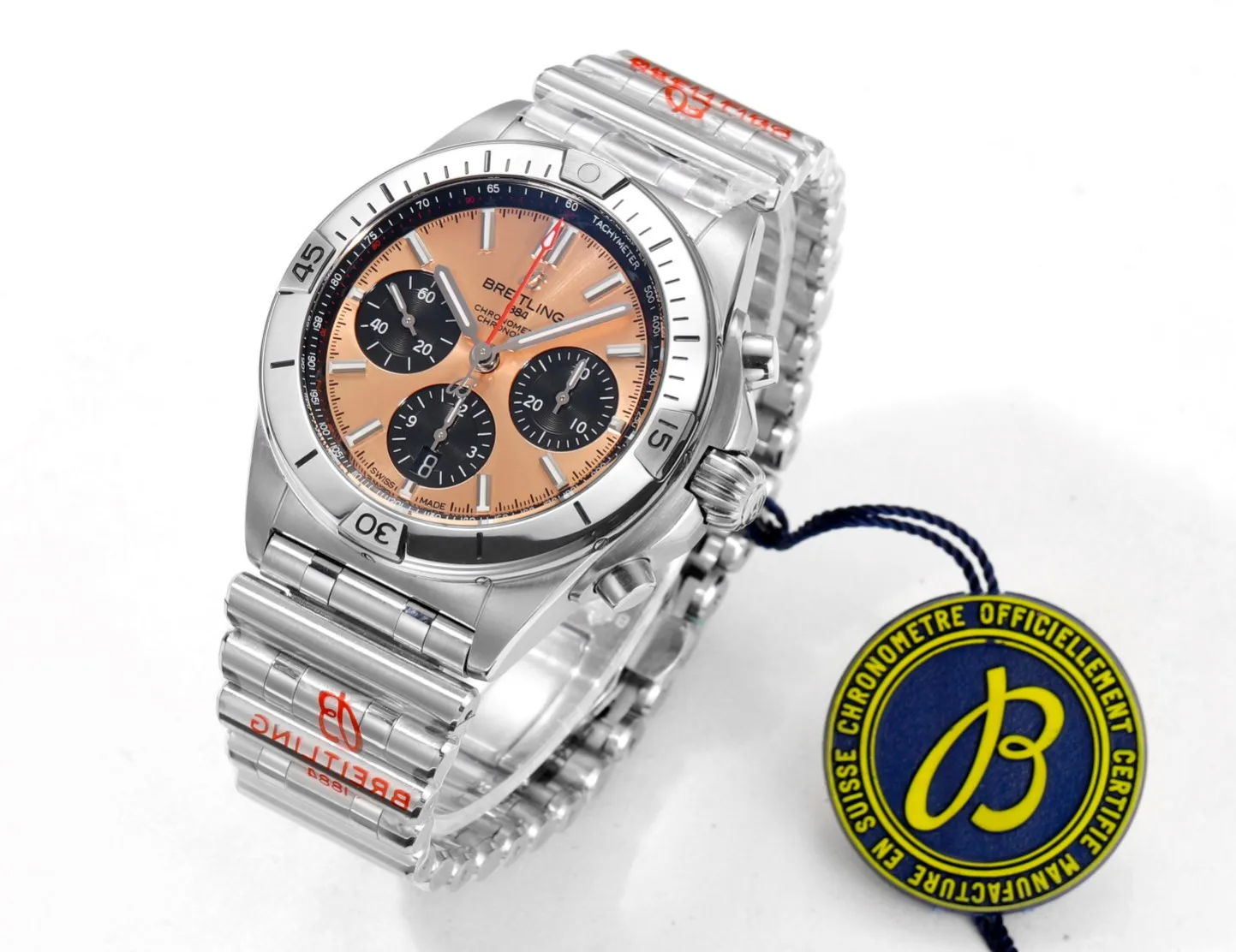 Casual BLS Factory Breitling Chronomat Automatic Chronograph Watch in Rose Gold Dial 2664