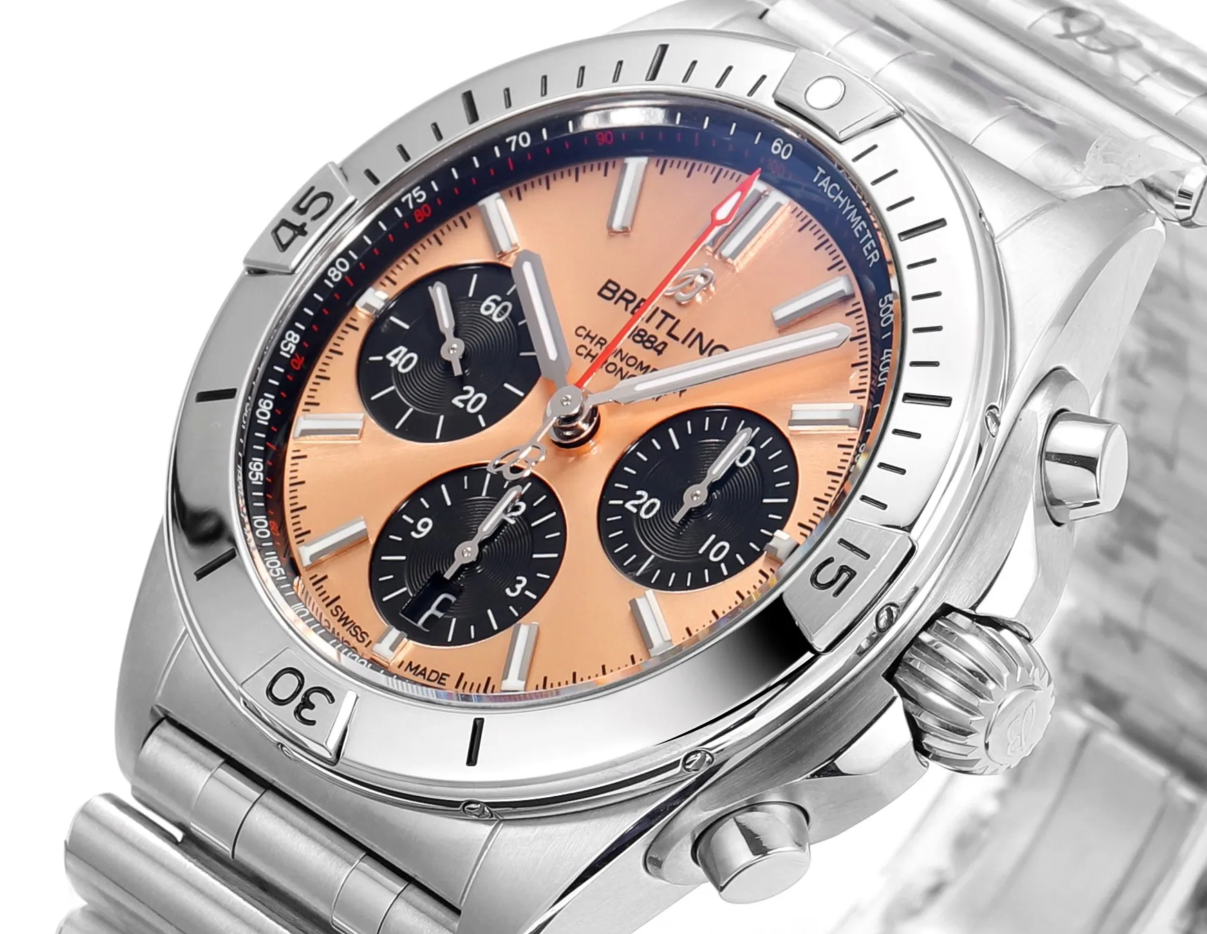 Casual BLS Factory Breitling Chronomat Automatic Chronograph Watch in Rose Gold Dial 2664