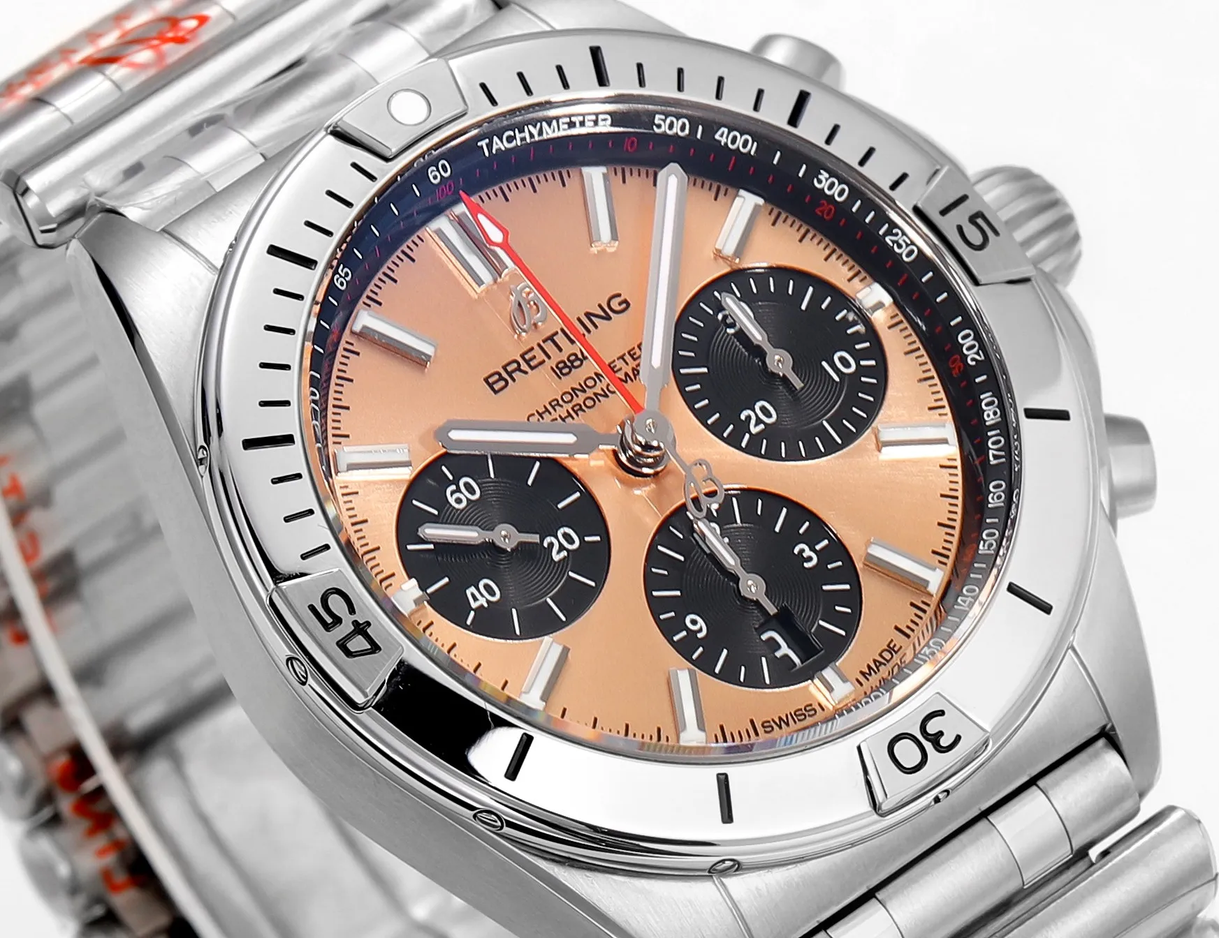 Casual BLS Factory Breitling Chronomat Automatic Chronograph Watch in Rose Gold Dial 2664