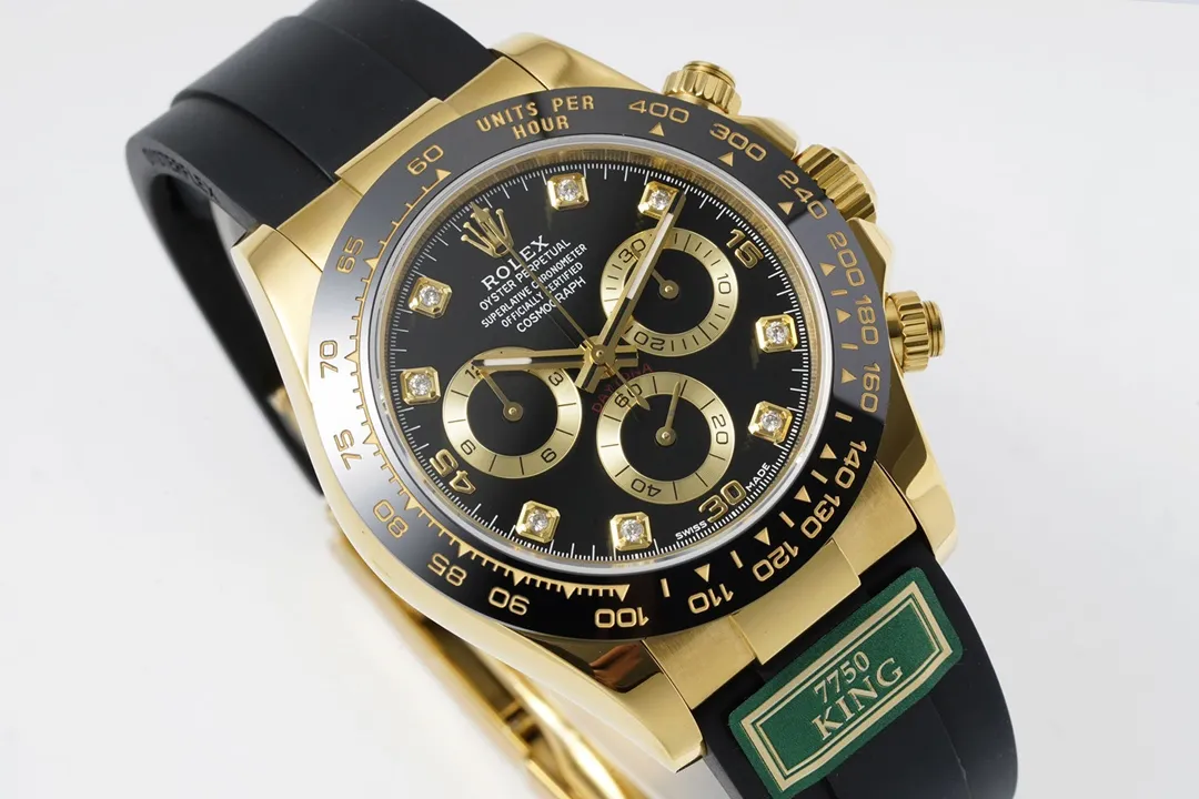 SmoothTexture BT Factory Rolex Daytona – Gold & Black Rubber Strap,  VSF Watches Replica 4846