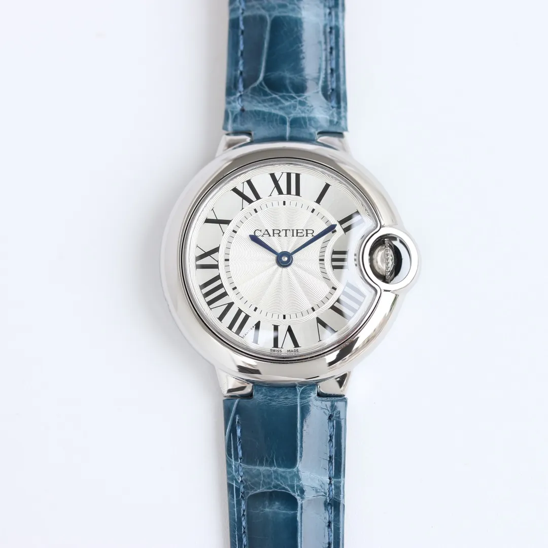 Cartier Ballon Bleu 33mm Blue Leather Replica Watch – High-Quality Fake Cartier Timepiece DailyWear 2744