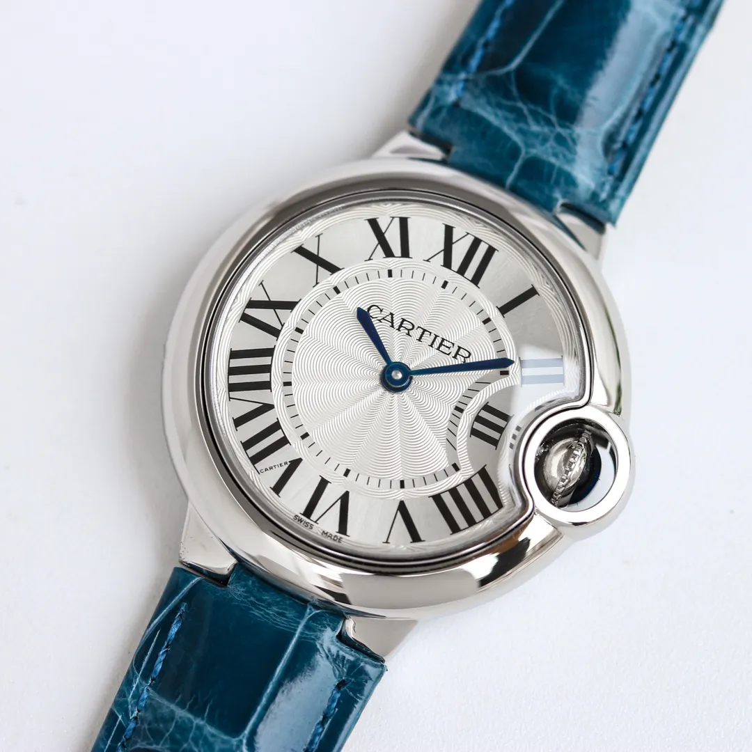 Cartier Ballon Bleu 33mm Blue Leather Replica Watch – High-Quality Fake Cartier Timepiece DailyWear 2744