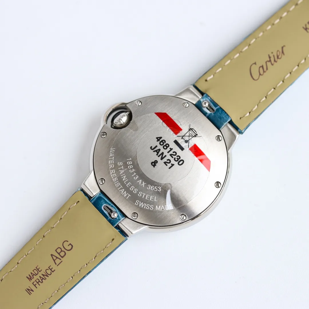 Cartier Ballon Bleu 33mm Blue Leather Replica Watch – High-Quality Fake Cartier Timepiece DailyWear 2744