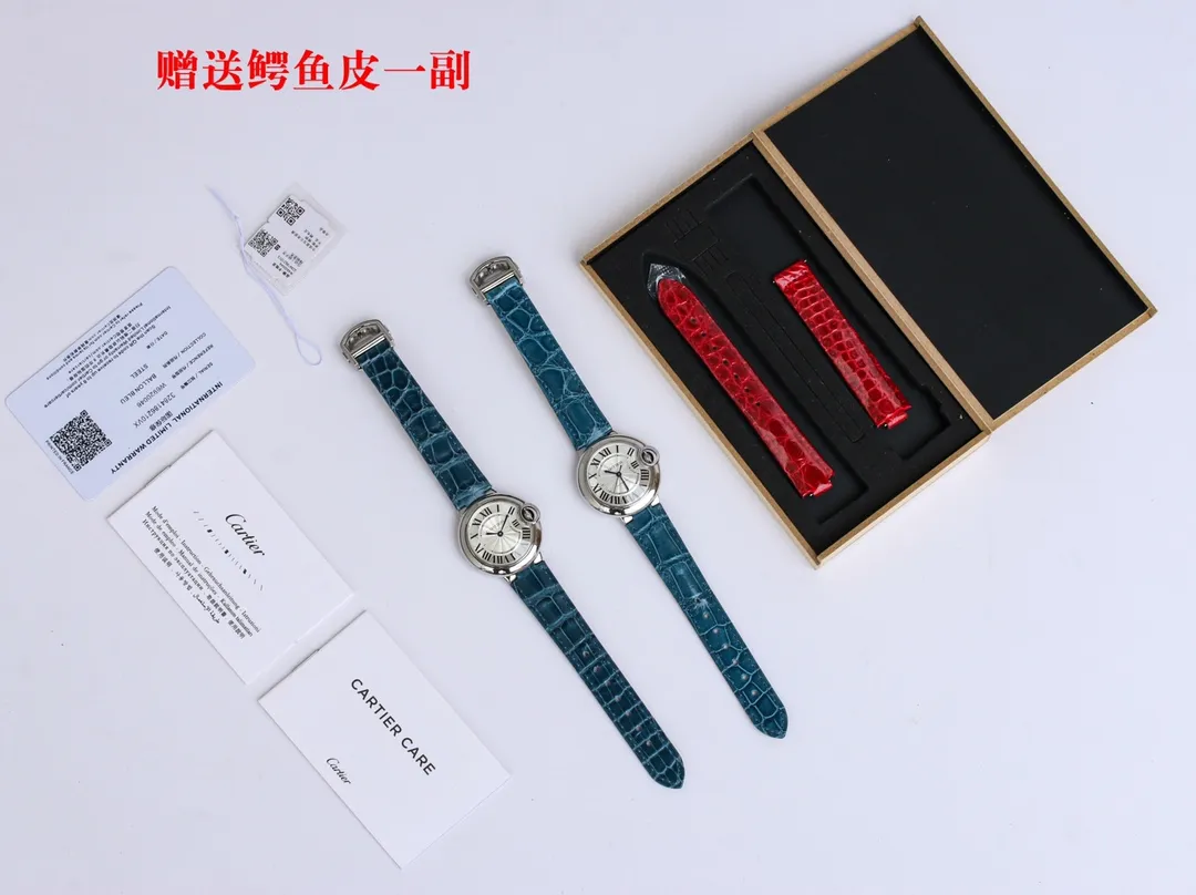 Cartier Ballon Bleu 33mm Blue Leather Replica Watch – High-Quality Fake Cartier Timepiece DailyWear 2744