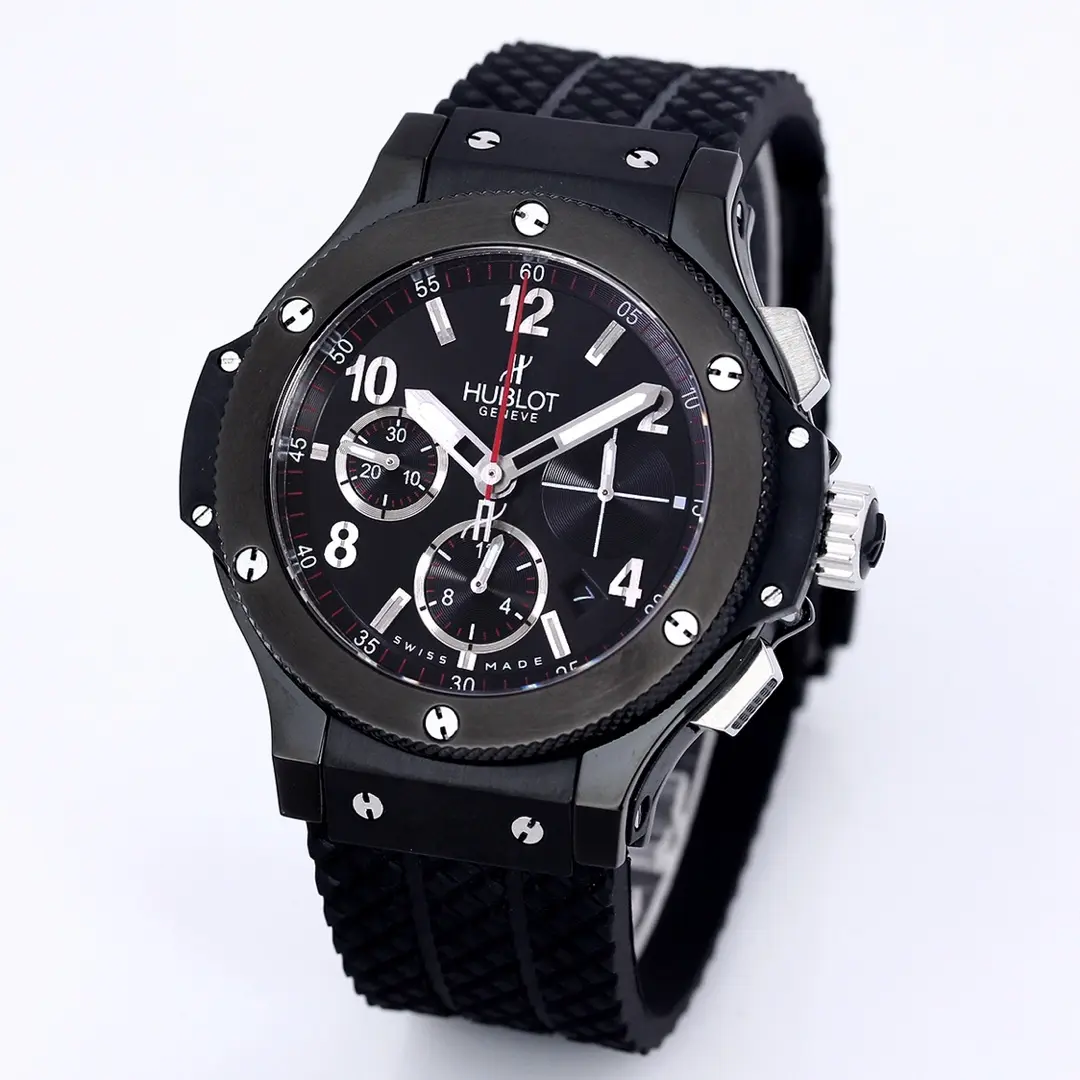 WWF Factory HUBLOT Big Bang 44mm Black Ceramic Chronograph Watch with Rubber Strap – Super Clone Edition Comfortable 8192