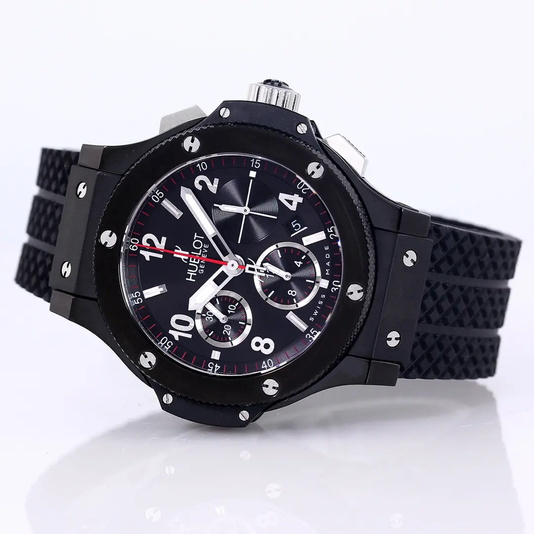WWF Factory HUBLOT Big Bang 44mm Black Ceramic Chronograph Watch with Rubber Strap – Super Clone Edition Comfortable 8192