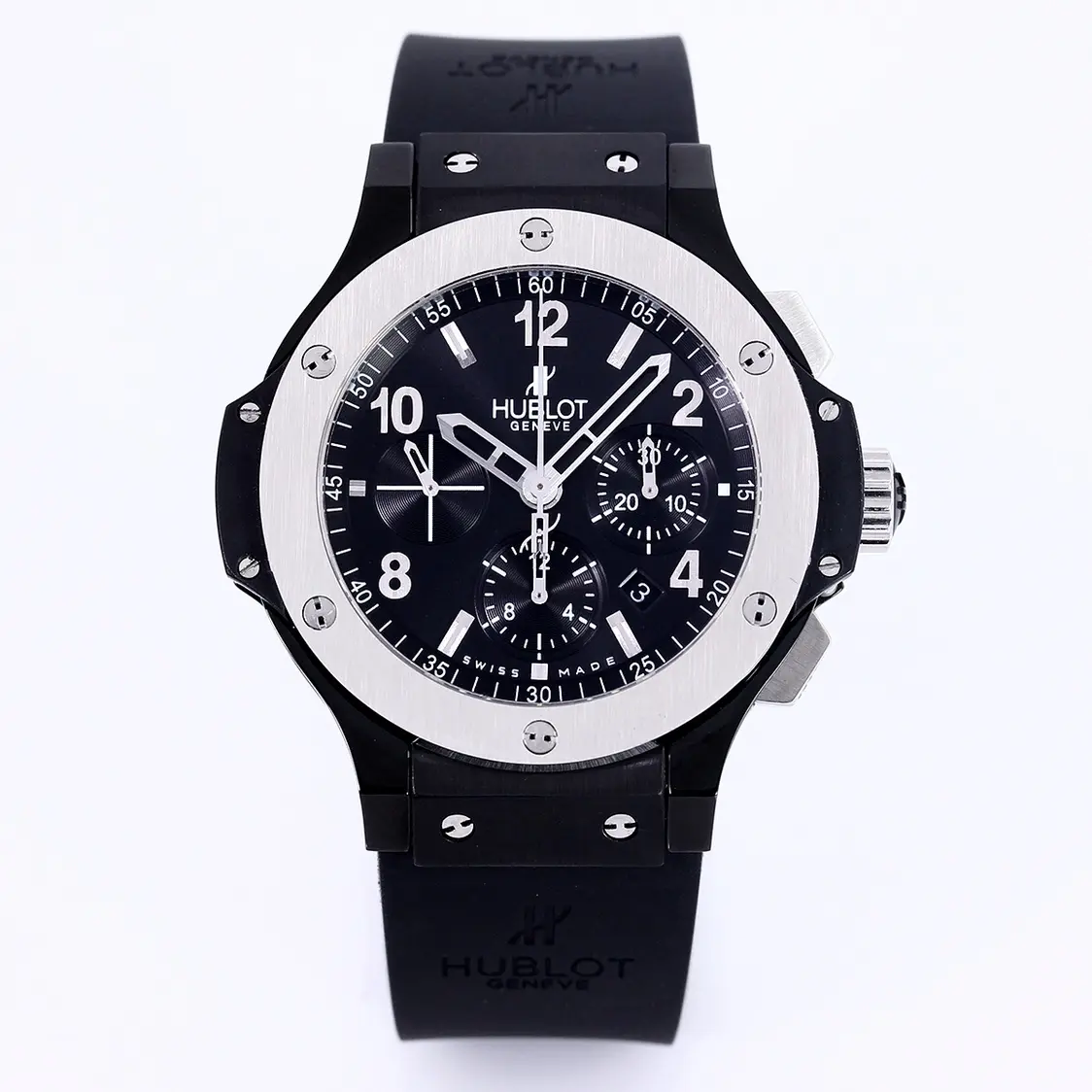 Stylish JB Factory Hublot Big Bang 44mm Black Ceramic Chronograph Watch with Rubber Strap – Super Clone Quality 984