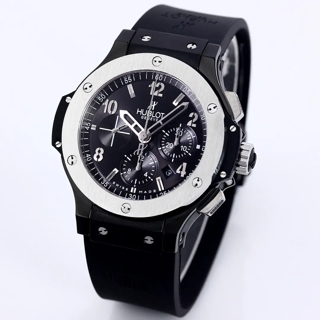 Stylish JB Factory Hublot Big Bang 44mm Black Ceramic Chronograph Watch with Rubber Strap – Super Clone Quality 984