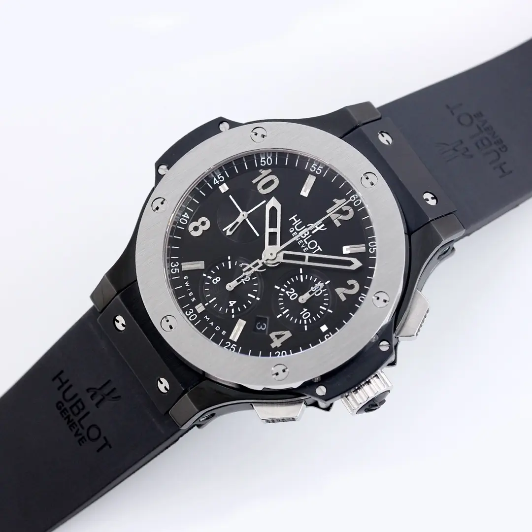 Stylish JB Factory Hublot Big Bang 44mm Black Ceramic Chronograph Watch with Rubber Strap – Super Clone Quality 984