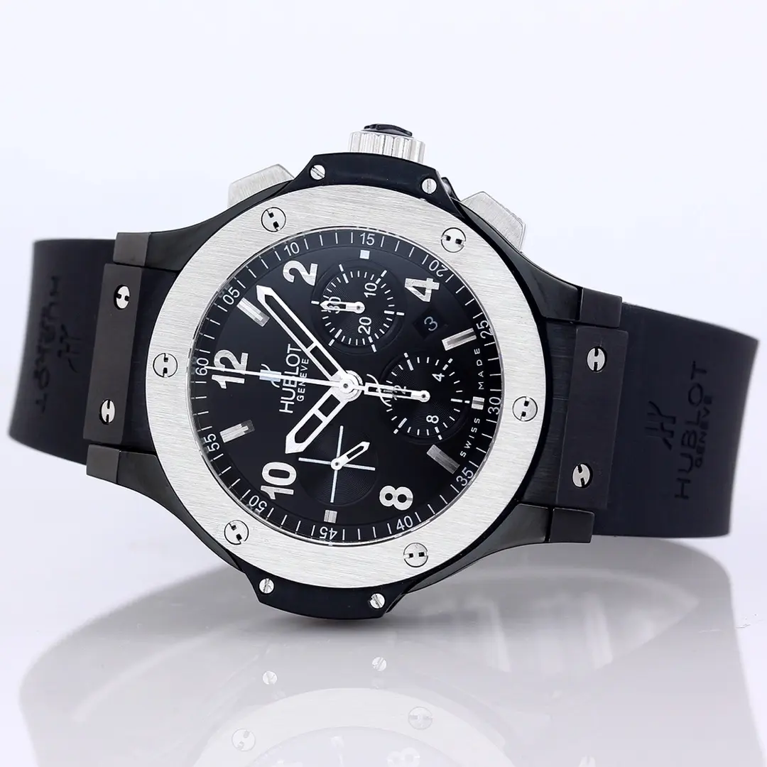 Stylish JB Factory Hublot Big Bang 44mm Black Ceramic Chronograph Watch with Rubber Strap – Super Clone Quality 984