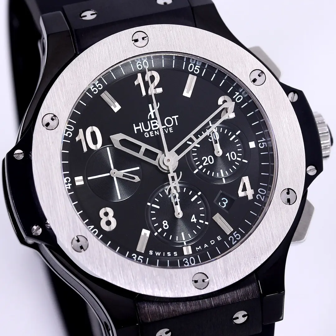 Stylish JB Factory Hublot Big Bang 44mm Black Ceramic Chronograph Watch with Rubber Strap – Super Clone Quality 984
